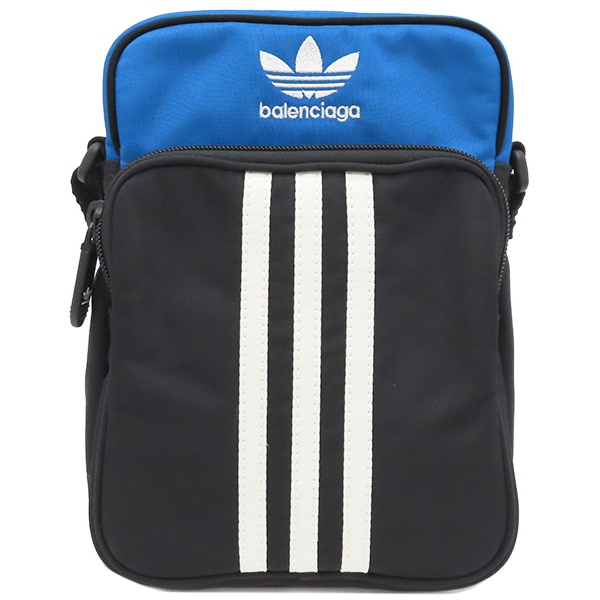 バレンシアガ BALENCIAGA ショルダーバッグ アディダス コラボ ショルダーバッグ ナイロン ブラック×ブルー ブラック金具 黒 青 725437 【保存袋】【中古】