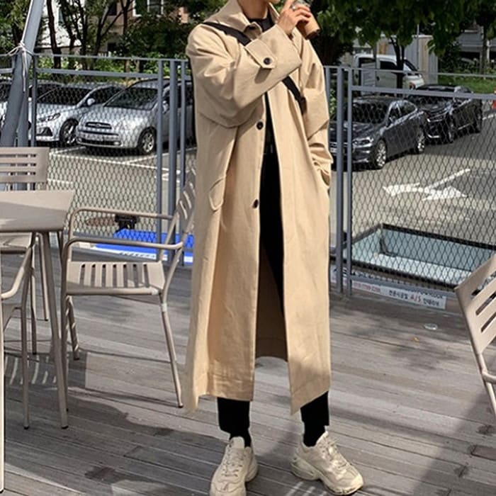 【激安販売】大好評$$韓国 ルーズショルダー ロング丈 ウールコート ストリート メンズ 高校生 中学生 b13067