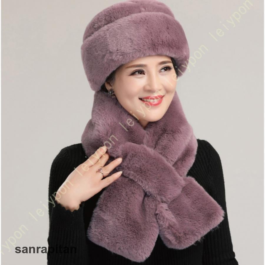 帽子 マフラー レディース ニット帽 裏起毛 暖かい 花飾り かわいい エレガント 柔らかい 保温 防風 防寒対策 婦人帽 冬 中年の帽子 カジュアル 中高年向け