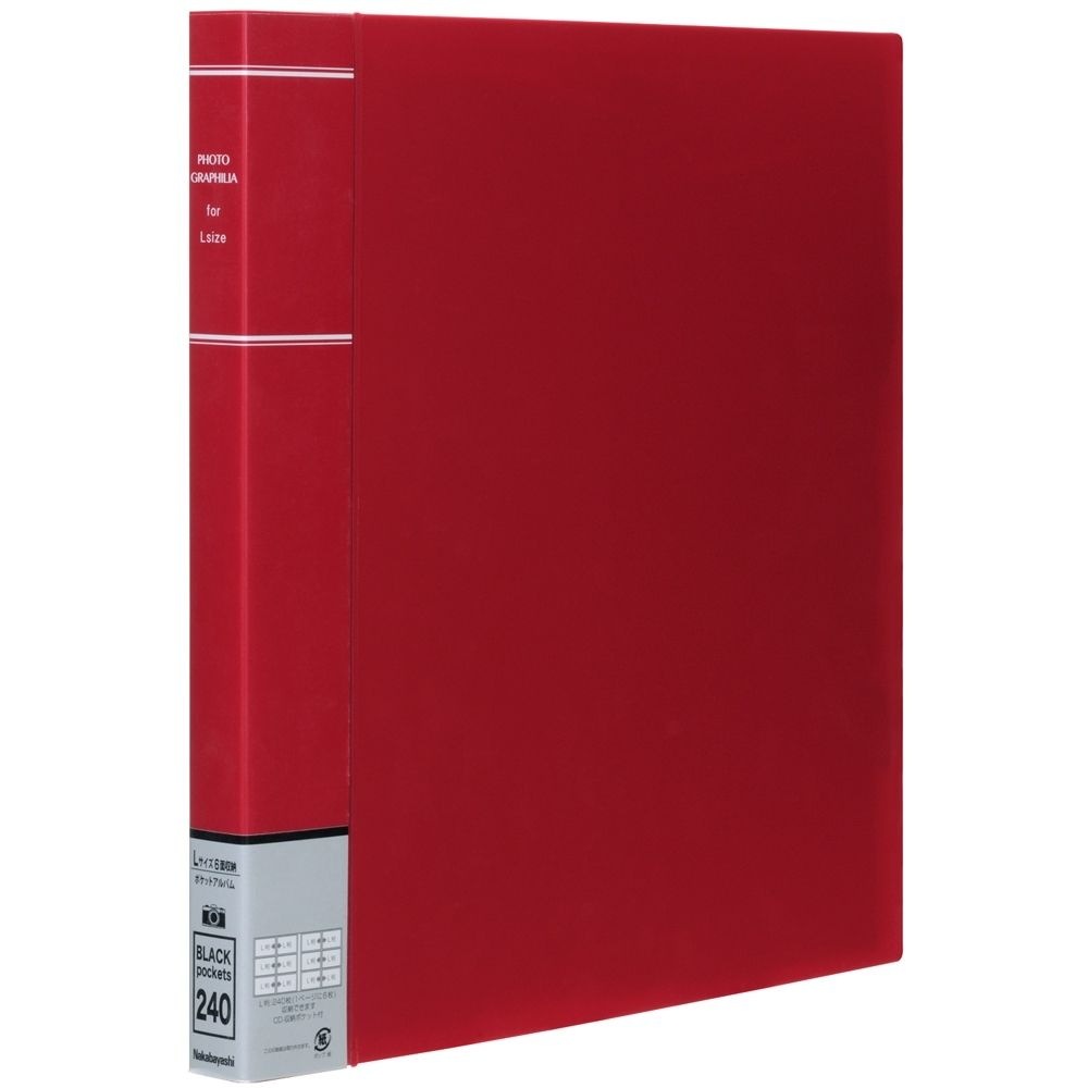 （まとめ買い）ナカバヤシ ポケットアルバム フォトグラフィリア L判3段x2列 240枚 レッド PH6L-1024-R [x10セット]