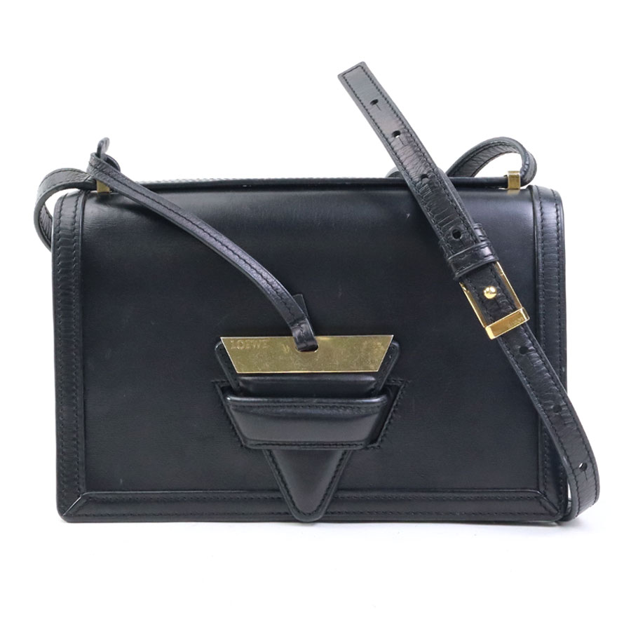 ロエベ LOEWE ショルダーバッグ バルセロナ レザー ブラック ゴールド レディース e60511a