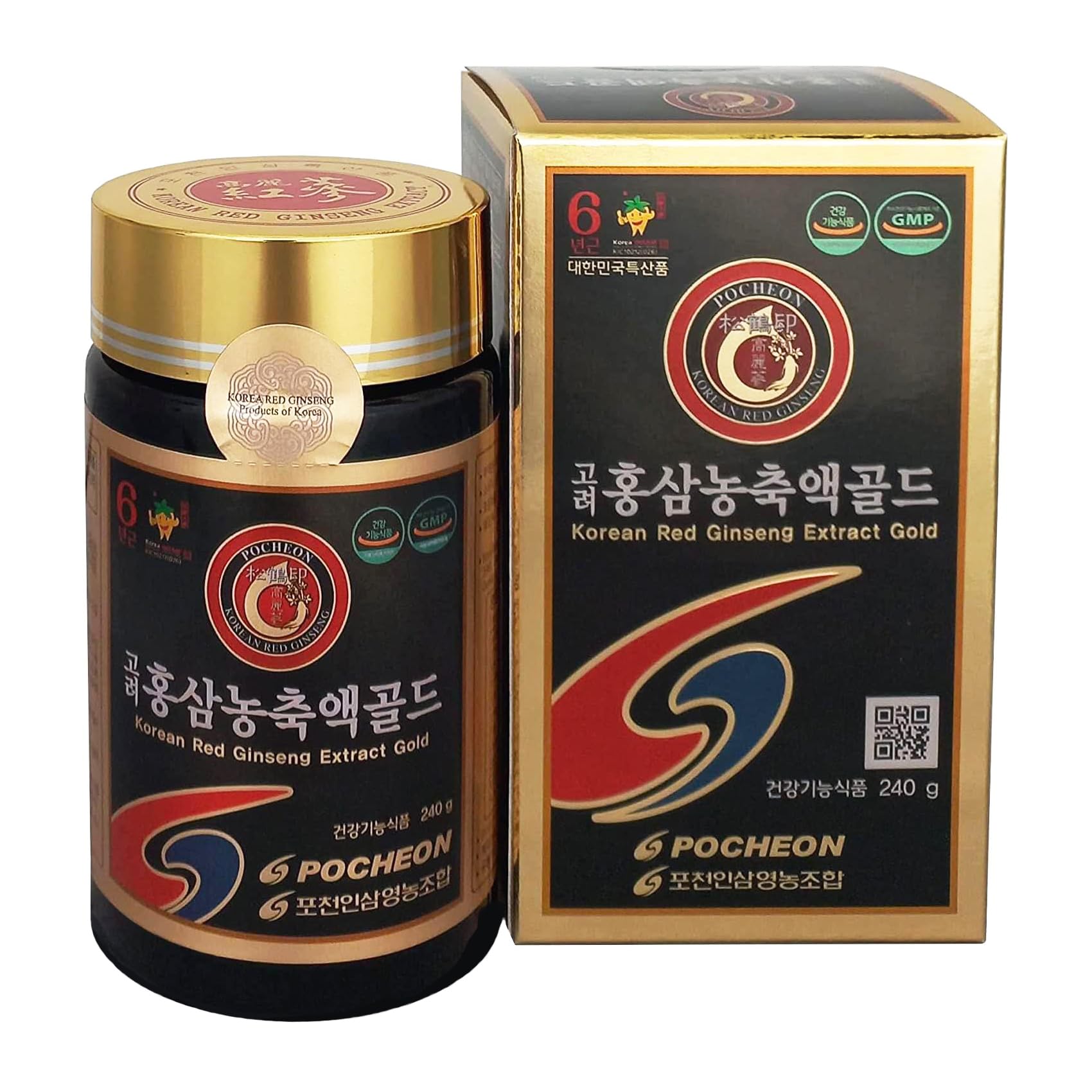 高麗人参 抱川人参営農組合 6年根 紅参濃縮液 エキス 紅参精 ゴールド 240g 最高サポニン