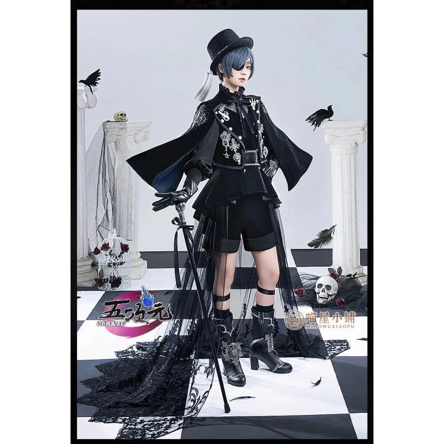 2026 新品 G 猫 屋 小 舗 黒 執事 コスプレ シエル ファントムハイヴ 15 周年 礼服 衣装 セット 中世 貴族風 ウィッグ 靴 追加 可