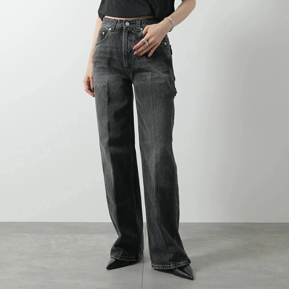 HAIKURE ハイクル ジーンズ WINONA ウィノナ HEW03300DF119 レディース デニムパンツ ワイド ストレート L790/SPIDER-BLACK 【mega】