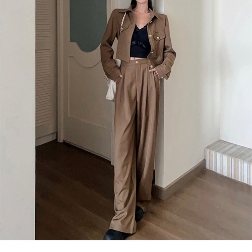 レディース ジャケット パンツ ボトムス 上下セット ロングパンツ ワイドパンツ 長袖 襟付き ワイド ストレート きれいめ シンプル カジュアル おしゃれ かっこいい こなれ感 個性的 クール