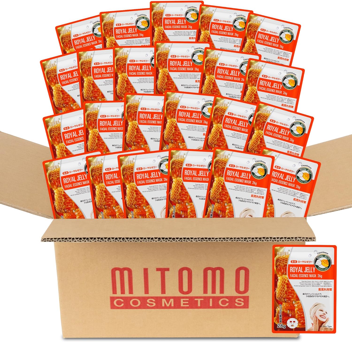 日本製 ローヤルゼリー 敏感肌 肌汚れ対策 シートマスク/800枚x1セット＝800枚/美容液/スキンケア 潤いマスクパック[MTSS00516-E-0x080]