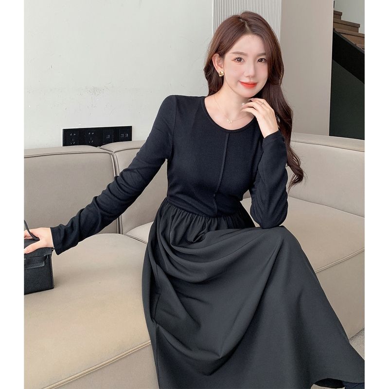 レディースファッション 韓国 ワンピース ロングワンピース きれいな色のドレス上質でスリムな優しいドレスワンピース ワンピース ワンピースレディース メカ割 ドレス ニットワンピース