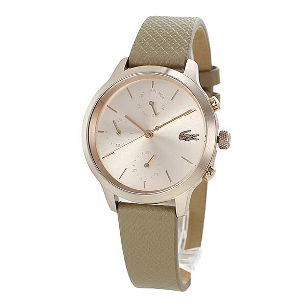 LACOSTE ラコステ レディース 腕時計 手表 オフィカジ 仕事 贈り物 学生 入学入社 就職 転職 社会人 オフィス ビジネス スーツ 仕事 誕生日 デイデイト ピンクゴールド ベージュ レザー
