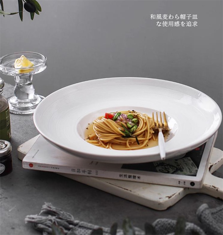 激安セール 麦わら帽子皿 飛行船スープ皿 宴会場 セラミック皿 大人気 パスタ皿 2個入 洋食器 料理皿 円形料理皿 家庭用