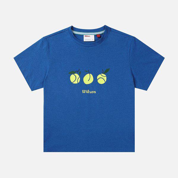 女性ピュアドライテニスドローイングTシャツ/BLU/W251002TTS31