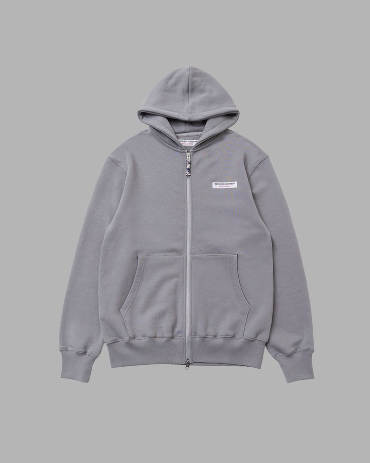 【THE MUSEUM VISITOR】 FABRIC RINGED HOODY : BLUE GREY