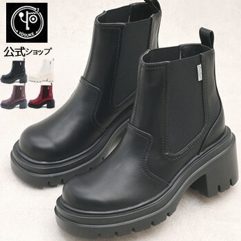 【公式SHOP特典キズ補修液付】 ヨースケ 厚底ブーツ レディース サイドゴアブーツ 軽量ソール 8.0cm ヒール