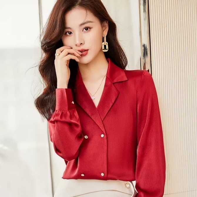 トップス シャツ ブラウス 白シャツ 白トップス 袖あり 長袖 Vネック 襟付き かわいい 可愛い きれいめ シンプル 上品 おしゃれ お洒落 可愛い 女子 こなれ感 クール