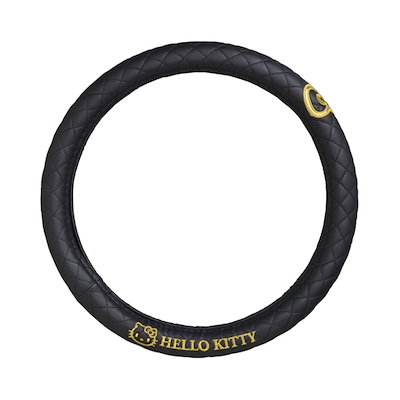 他サイト： セイワ：ハローキティ サンリオ ハンドルカバーBK ブラック キルティング 車用/KT488の商品画像