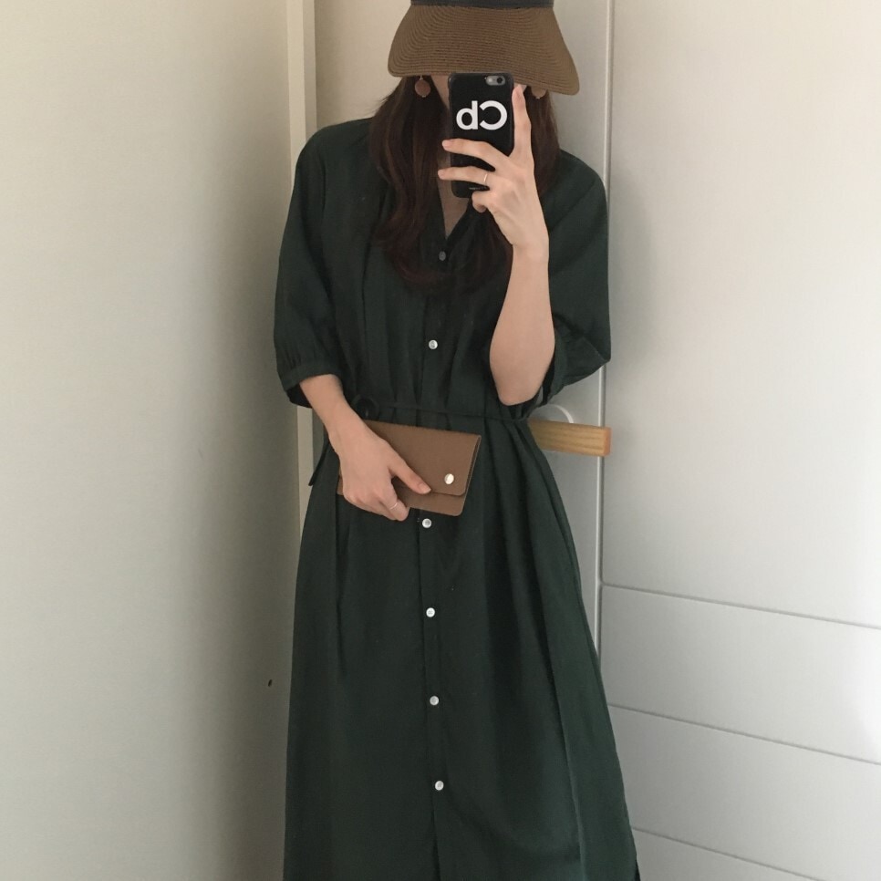 ワンピース ロングスカート ワンピドレス ロング ロング丈 ウエストリボン 長袖 ラウンドネック ボタン Aライン 透け感 プルオーバー 可愛い かわいい 綺麗め きれいめ シンプル カジュアル 大人