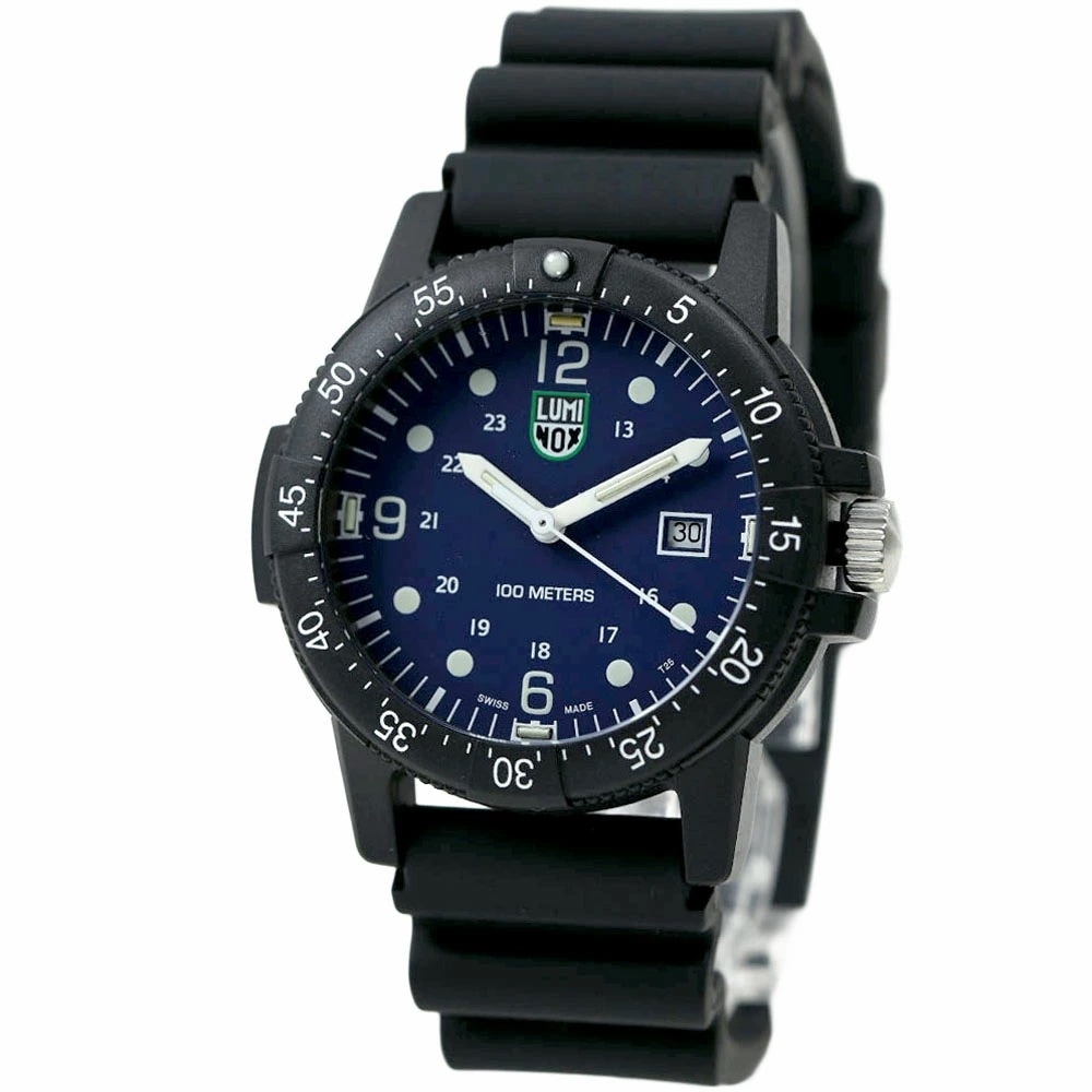 ルミノックス 腕時計 メンズ 日付カレンダー ブルー ブラック LUMINOX Blue / White 10ATM 44mm Black PU X2.2003 X2-2003