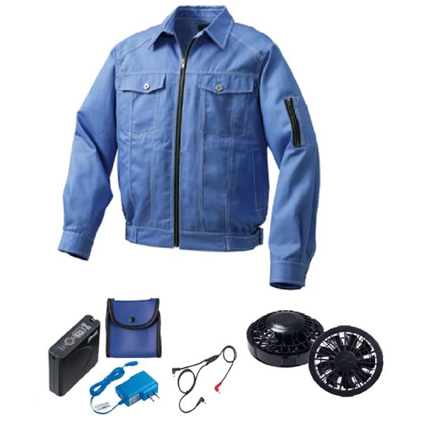 KU91960 空調服 綿/ポリ混紡 デニム調 FAN2200B/LISUPER1 ライトブルーLL