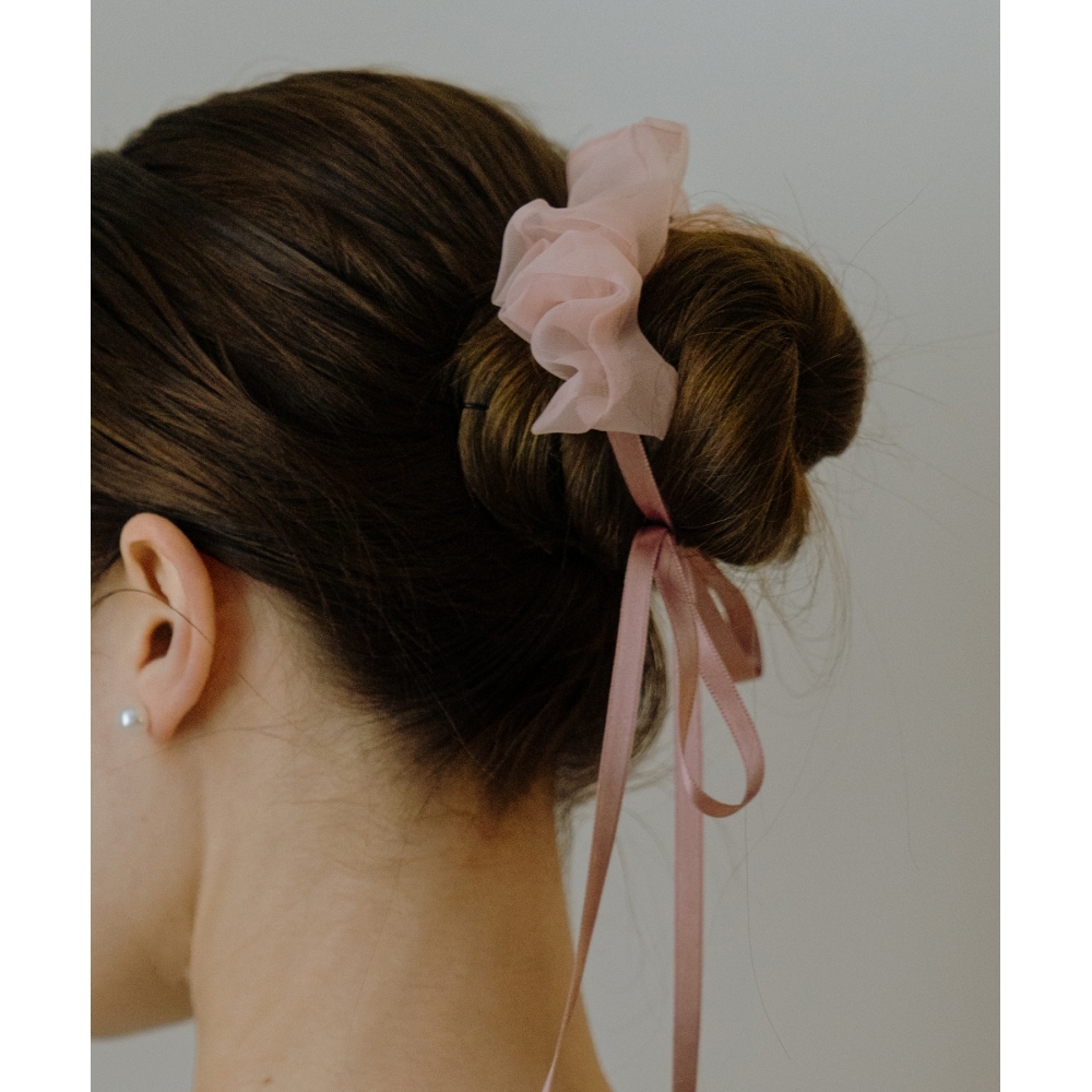 HAS製作 3日 HA043 Chiffon long ribbon hair tie ivory o
