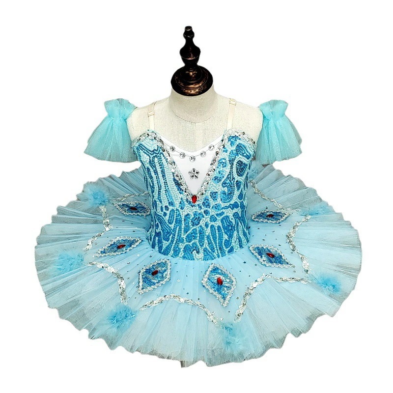 子どもバレエ衣装 チュチュドレス フェイクダイヤモンド ワンピース ショート丈 ダンス衣装 子供&ジュニア用 バレエウェア フリル袖 初心者 女の子 キッズ 団服 練習着 レッスン着 舞台衣装 イベ