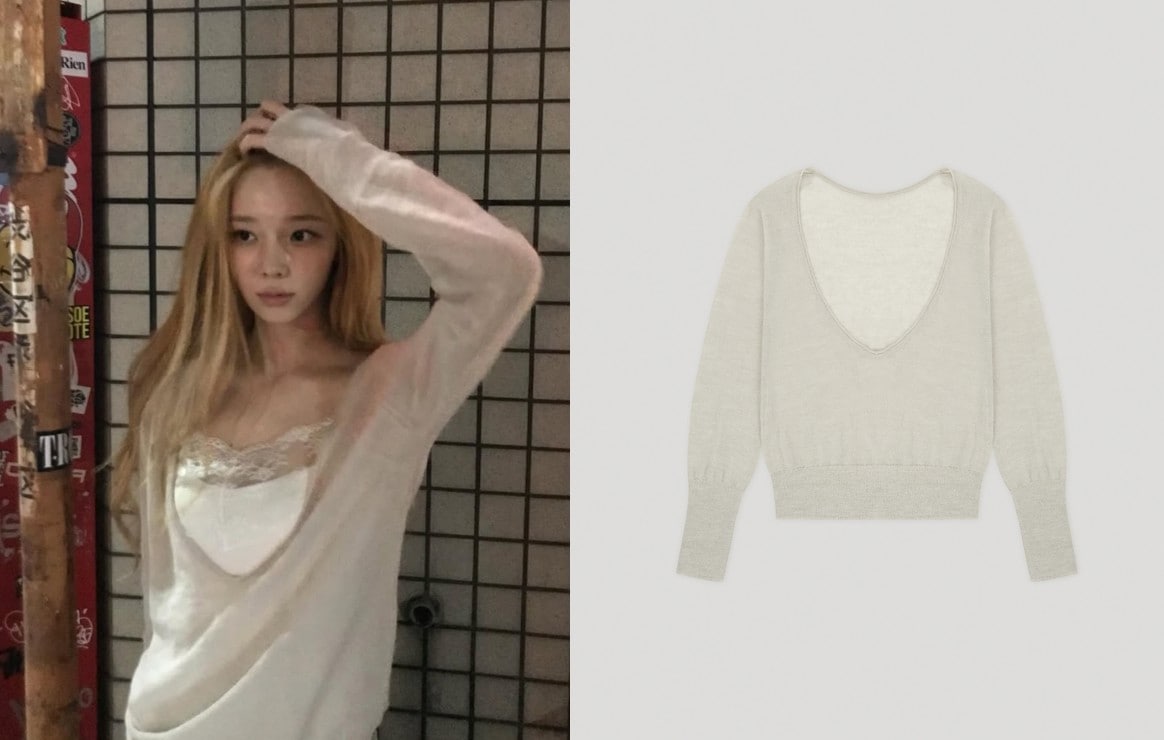 [AESPA WINTER][LOWTIDE] DEEP V-NECK ALPACA KNIT_4COLOR