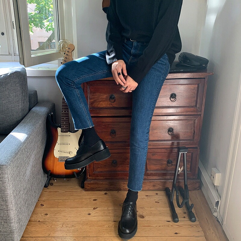 パンツ メンズ 秋 デニム 九分丈 スリム ストレート