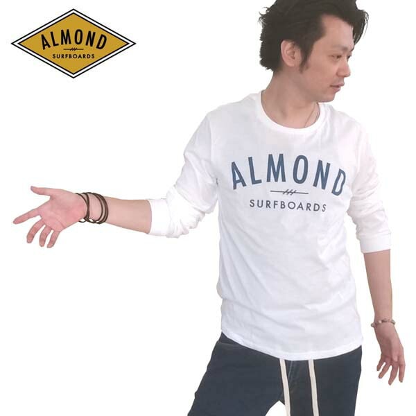 セール アーモンドサーフボードデザイン Surfing 長袖 Tシャツ ホワイト ブルー メンズ ライフスタイルブランド Almond Surfboards & Design サーフ ブランド サ