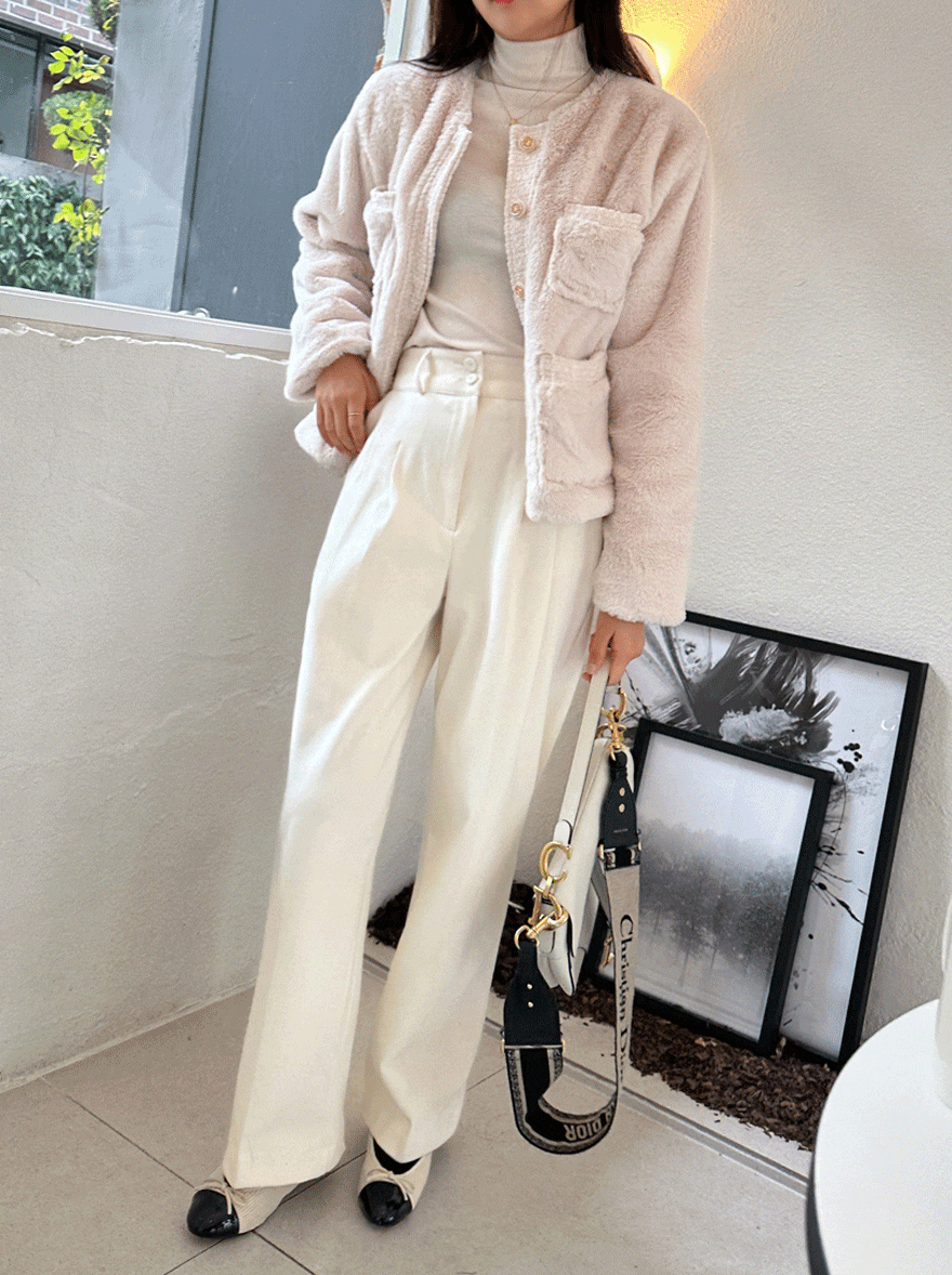 [miamasvin] ノーディック ツーボタン ピンタック起毛 スラックス