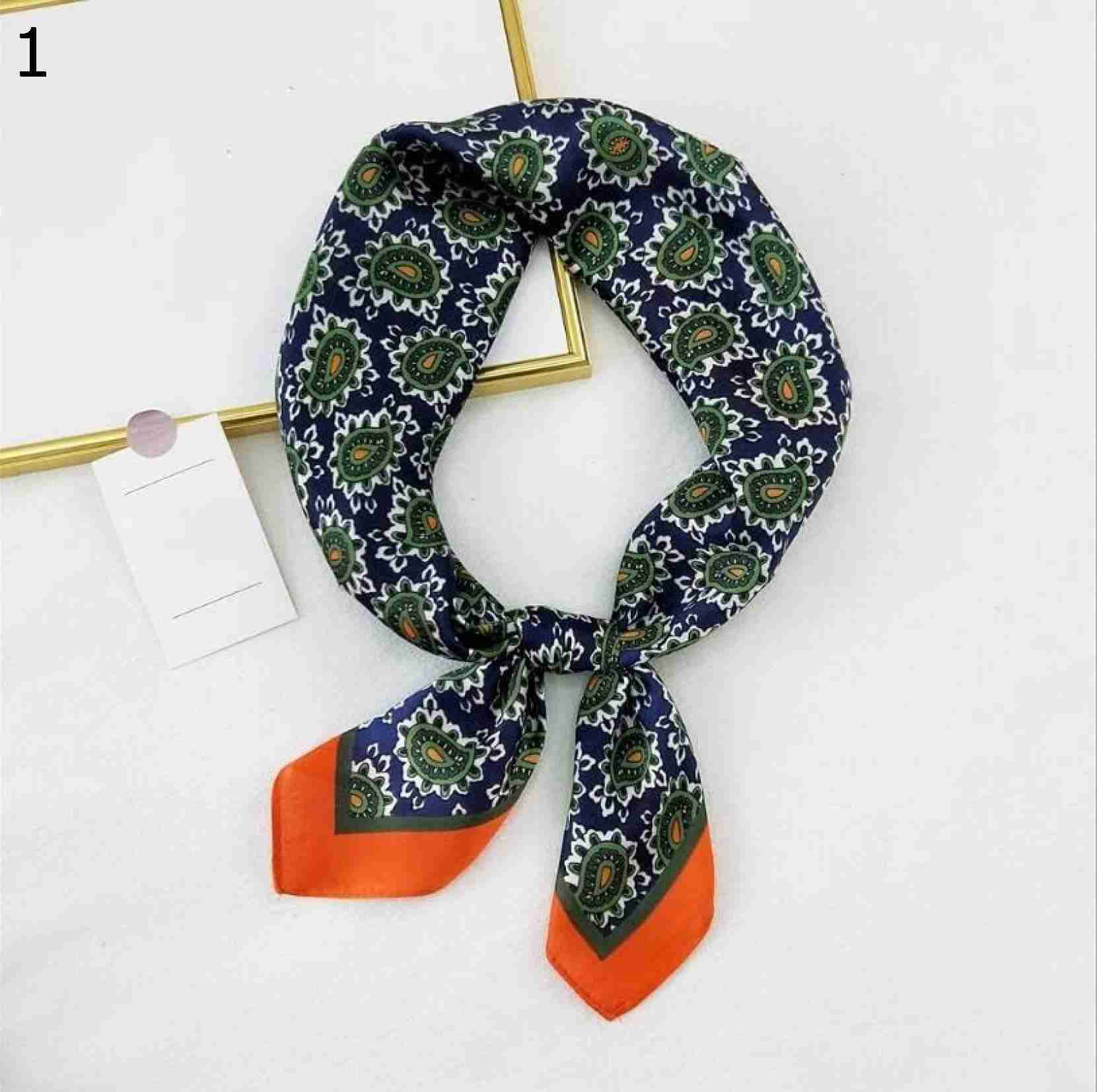 【20%OFFクーポン～】70×70cm レディース ヒジャーブ アブストラクト カシュー スカーフ プリント カジュアル サテン スモール スクエア ラップ ヘッド 多機能 : 70x70cm) ス