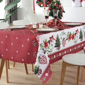 クリスマス テーブルクロス 撥水 クリスマス飾り レッド 長方形 150x180cm テーブルカバー クリスマス パーティグッズ 室内装飾 デコレーション 赤