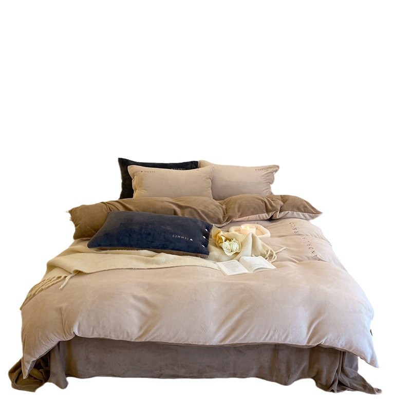 四件セット 寝具セット 冬用 コットン 肌触りがいい ベッドカバー 羊毛 毛布