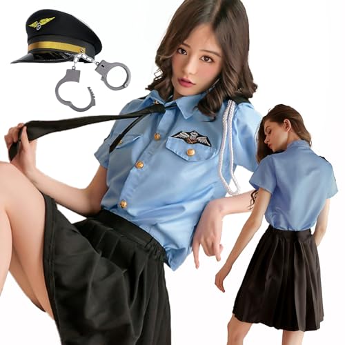 ハロウィンコスプレレディース警察官コスチュームミニスカポリス大きいサイズセット 衣装 仮装
