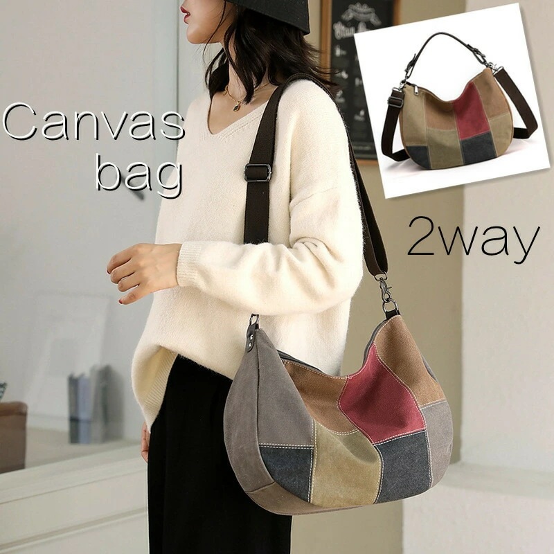 トートバッグ キャンバスバッグ レディース 無地 キャンバス ショルダーバッグ 2way ショルダー付き ポケット 布 帆布 シンプル 斜めがけ 肩掛け 大容量 多収納ポケット 通学 通勤 A4 収納