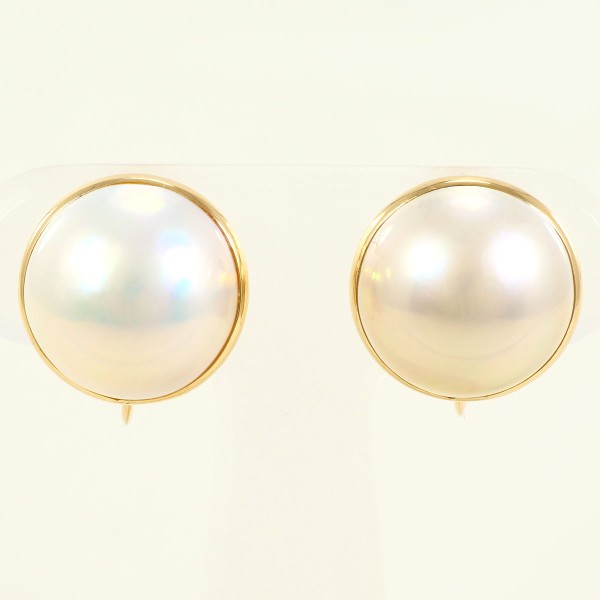K18 18金 YG イエローゴールド イヤリング マベパール 総重量約5.2g ジュエリー 中古