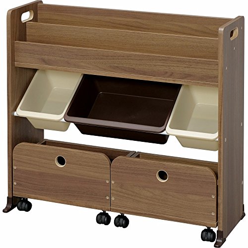 アイリスオーヤマ おもちゃ箱 収納カート付き ブラウン 幅86.3奥行34.7高さ79.8cm トイハウスラック STHR-13