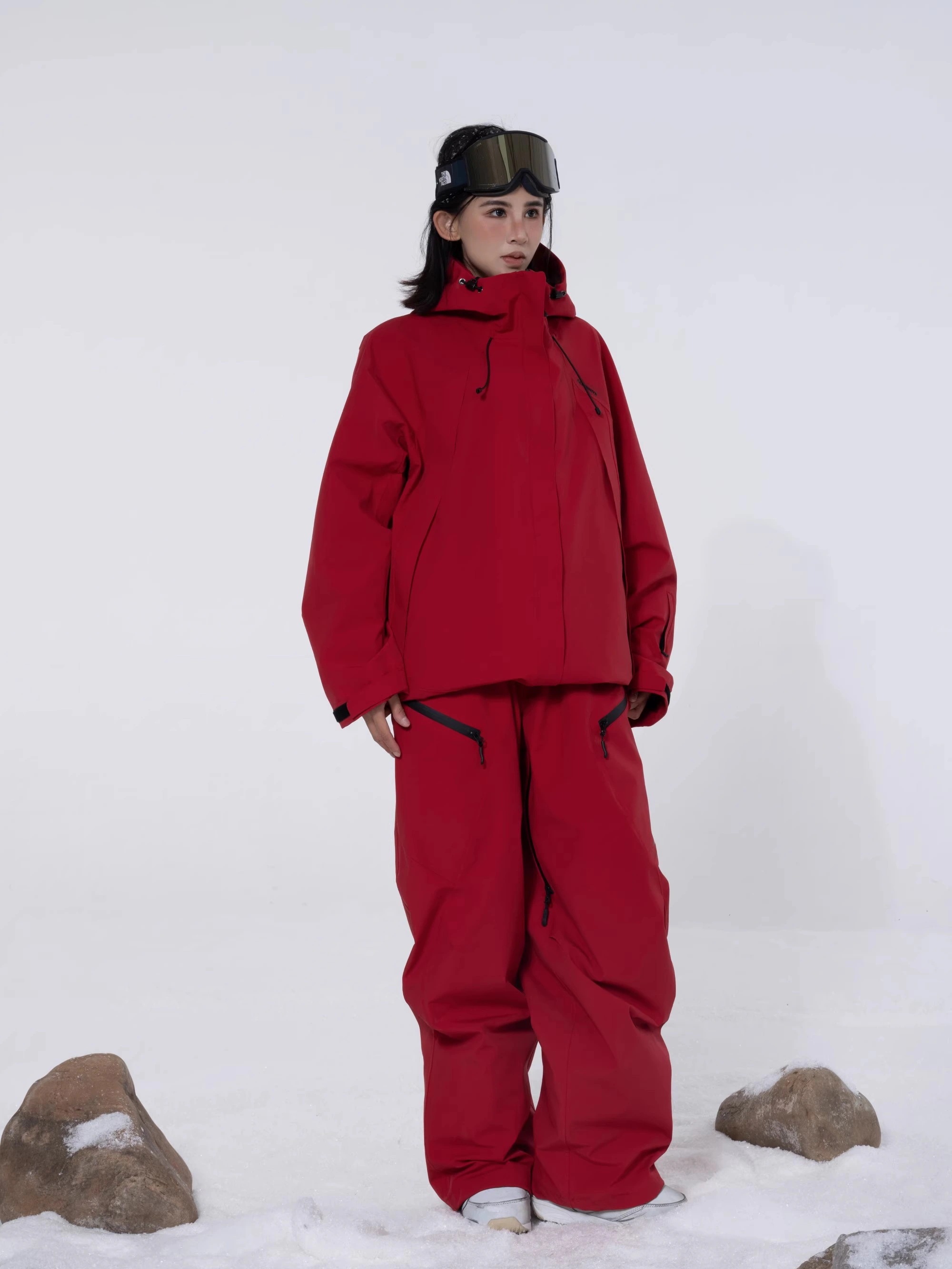 スノーボードウェア 2026 レッド ブラウン 黒 レディース メンズ 3L 防水20000mm スキーウェア スノボウェア ジャケット アウター ロングパンツ