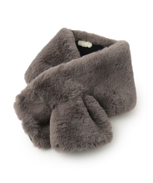 [最安値挑戦]ストール 「リバーシブル」お顔まわりを華やかに フェイクファー×花柄マフラー レディース