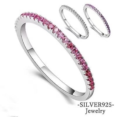 指輪 レディース ピンキーリング エタニティリング 華奢 豪華22粒 シンプル 重ね付け シルバー9