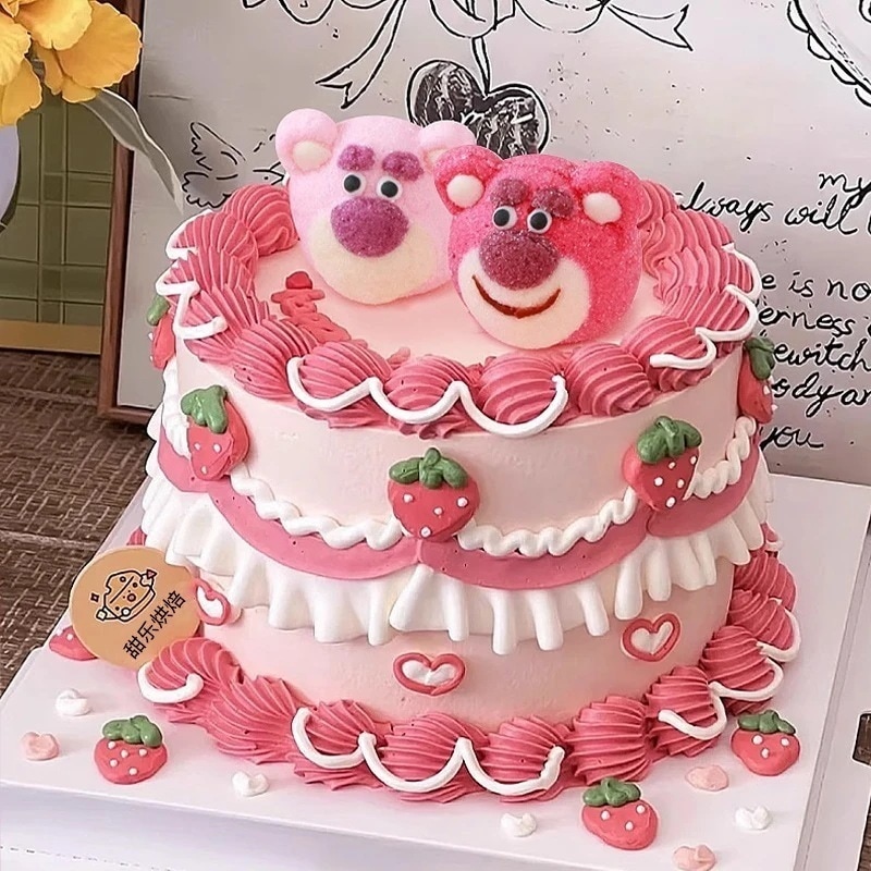 ストロベリーベアマシュマロ子供用誕生日ケーキデコレーション3Dパンダグミオーナメント漫画キャンディ お菓子 大人 子供 誕生日プレゼント