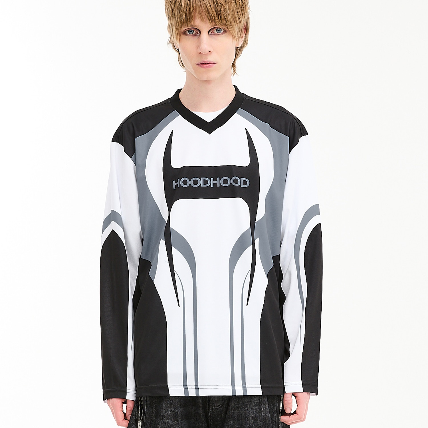 Racing mesh long sleeve tshirts WHITE