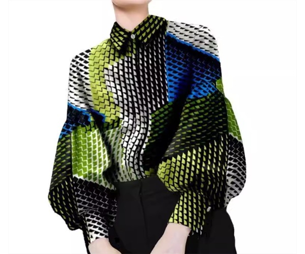 レディース トップス シャツ ミドル丈 長袖 ボリューム袖 ランタンスリーブ 襟付き 異国風 大人可愛い 上品 おしゃれ かっこいい ボーイッシュ 個性的 クール エレガント モダン 存在感