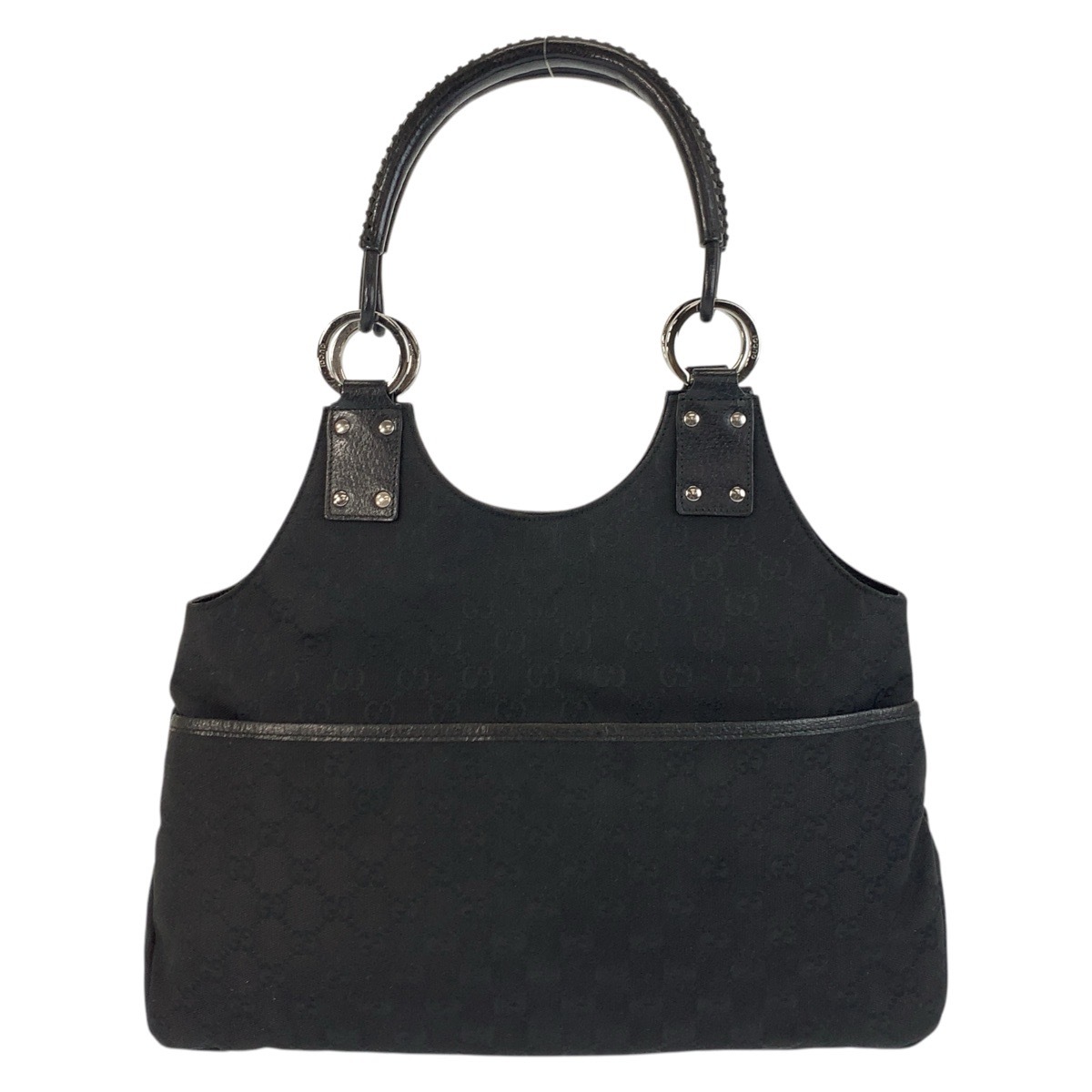 美品 ブラック 黒 シルバー金具 GGキャンバス/レザー 132260 ショルダーバッグ トートバッグ レディース 502427