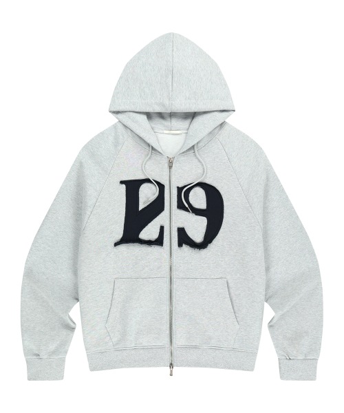 【ILLIGO】 129 Logo Patch Hooded Zip-Up White Melange 正規品