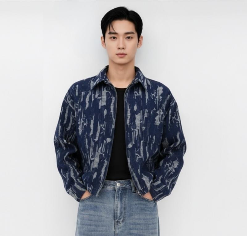 デニム ダメージ クロップド ブルージャケット