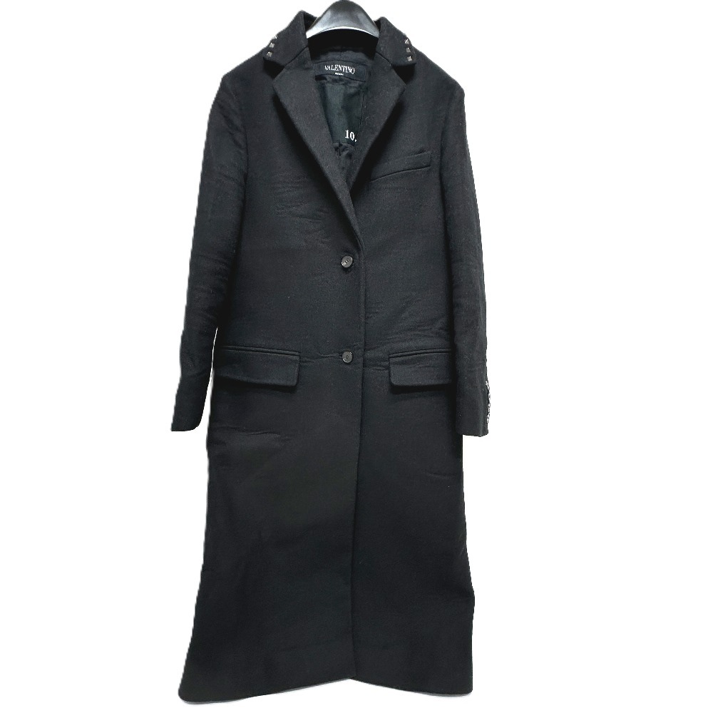 VALENTINO ヴァレンティノ ロングコート ロックスタッズ アパレル アウター コート コットン ブラック