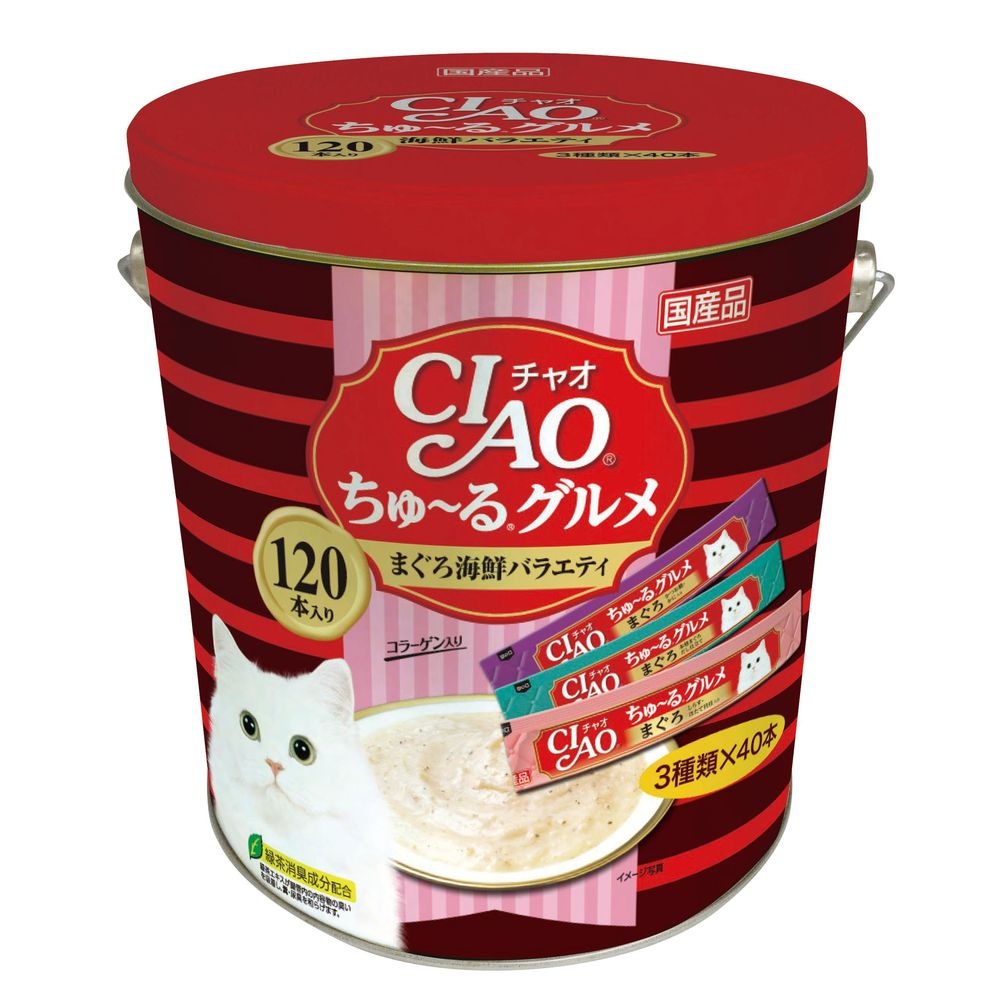 （まとめ買い）CIAO ちゅるグルメ まぐろ海鮮バラエティ 14gx120本 SC-211 猫用おやつ [x3]