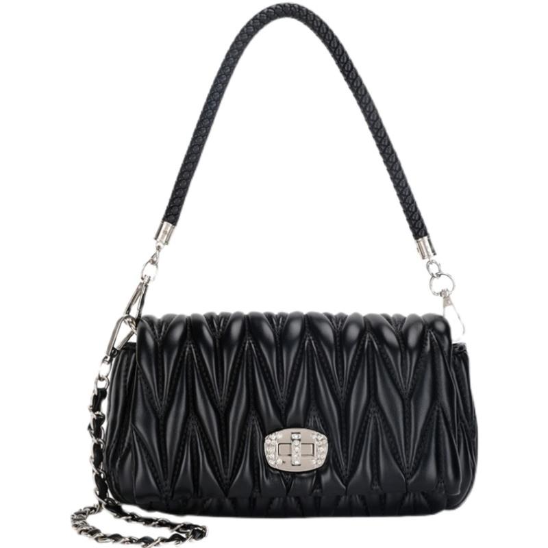 CEEKAY ショルダーバッグ 斜めがけ レディース ハンドバッグ ミニバッグ 小さめ シンプル 軽量 韓国風 鞄 カバン ポシェット ファッション雑貨 通勤 OL プレゼント チェーン ブラック ブ