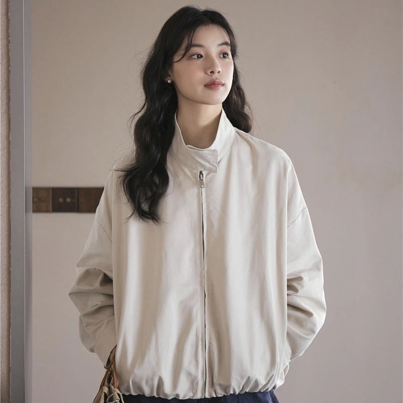 【急速発送】2025秋の新作ワークジャケットレトロなスタンドカラーファスナー防風ジャケットトップスジャケット 韓国ファッション秋の万能アイテム