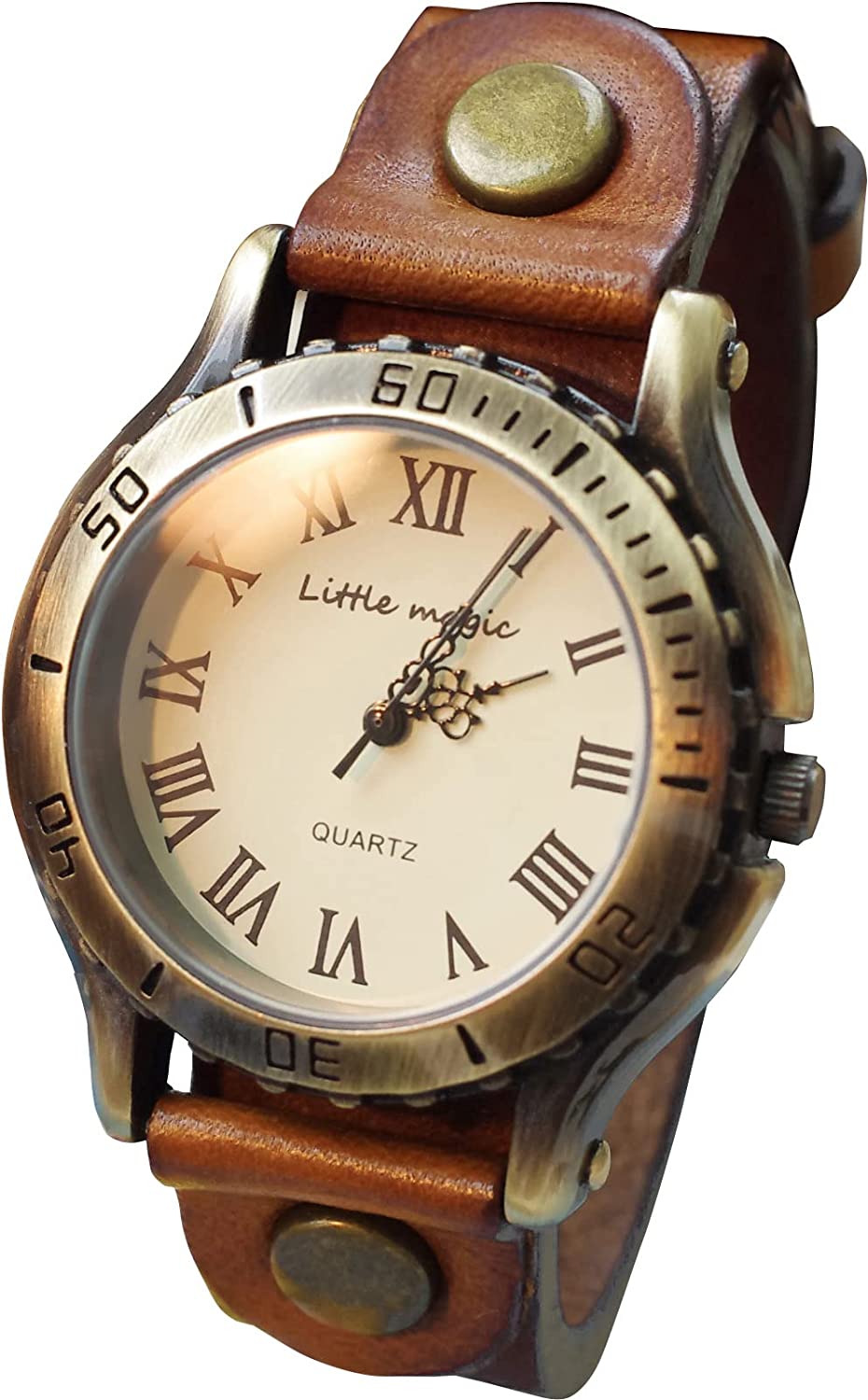 【本日限定価格】 リトルマジック ブラウン 男女兼用 時計 革ベルト レディース メンズ 腕時計 風
