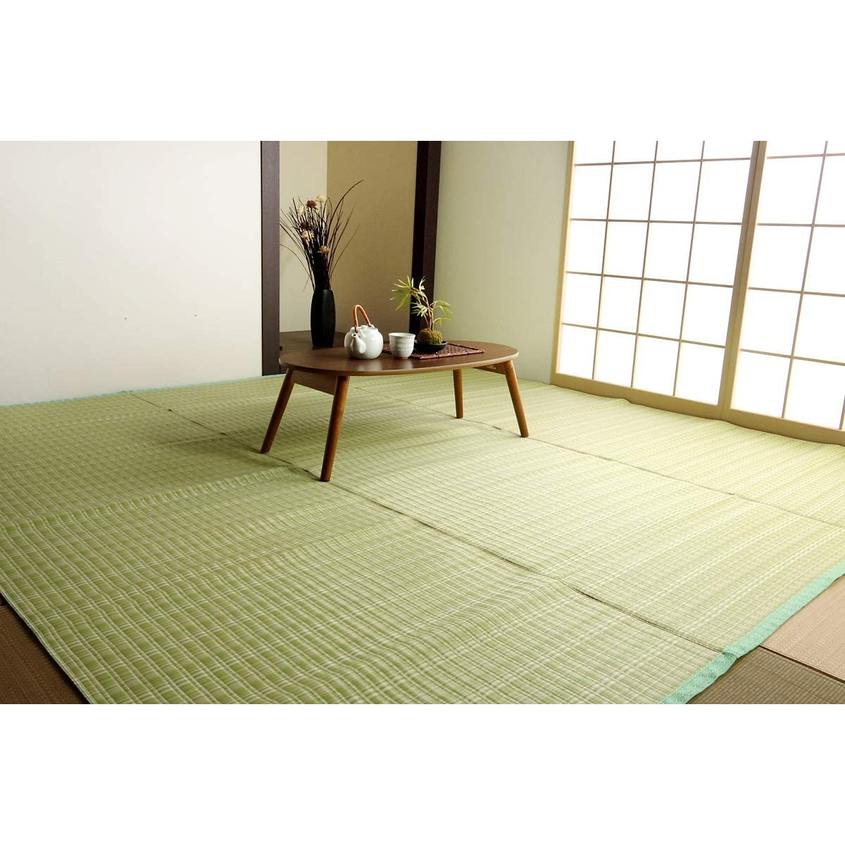 【i】ラグ カーペット バルカン 江戸間6畳 約261×352cm グリーン 日本製 洗える #2102206【北海道・沖縄・離島不可】