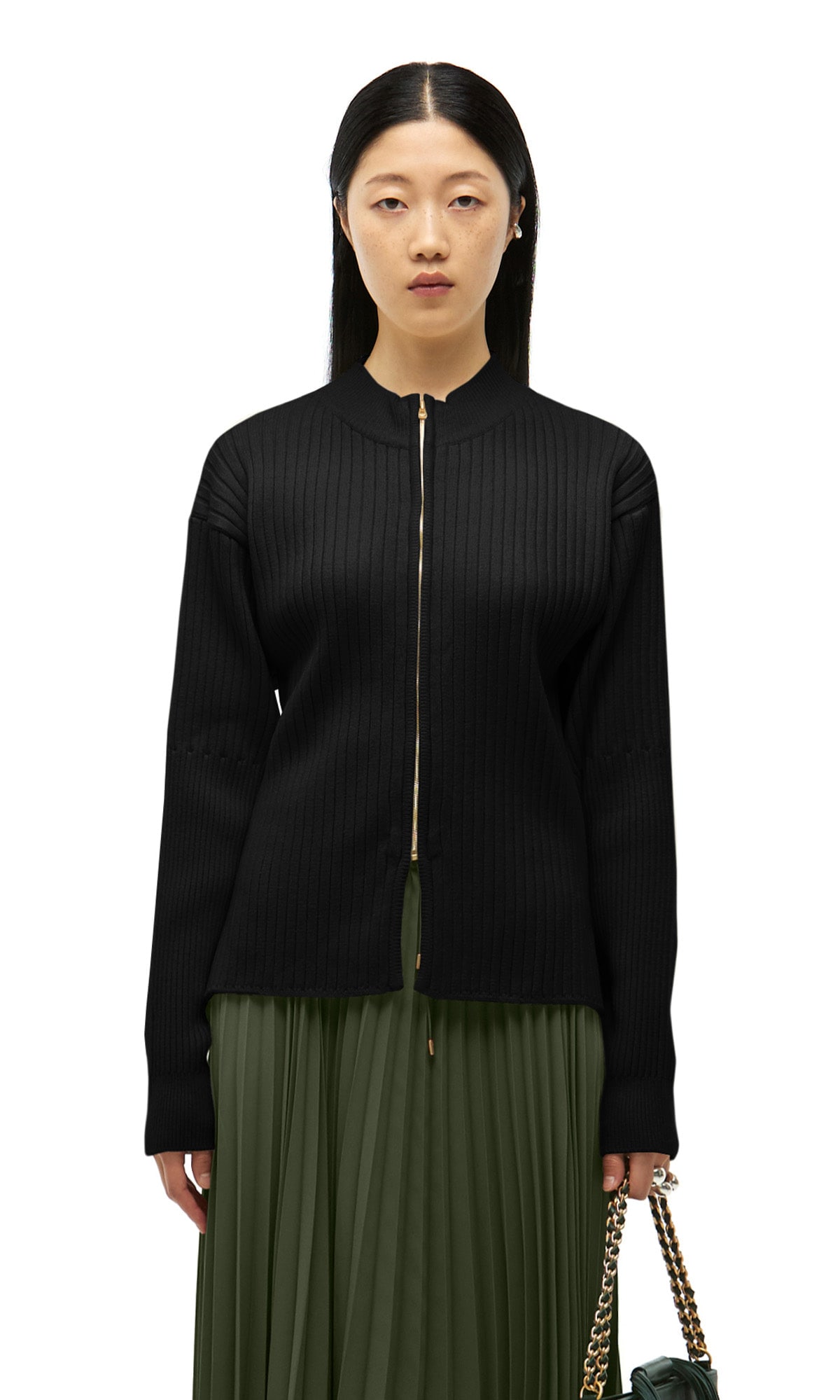 【J.CHUNG】 JANICE ZIP-UP KNIT : BLACK